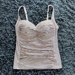 Swimsuit top padded Sz L Blue/White striped